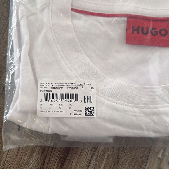Hugo Boss Men's Cotton-Jersey Regular-Fit T-Shirt with Logo Print White SZ L NWT - Picture 5 of 5
